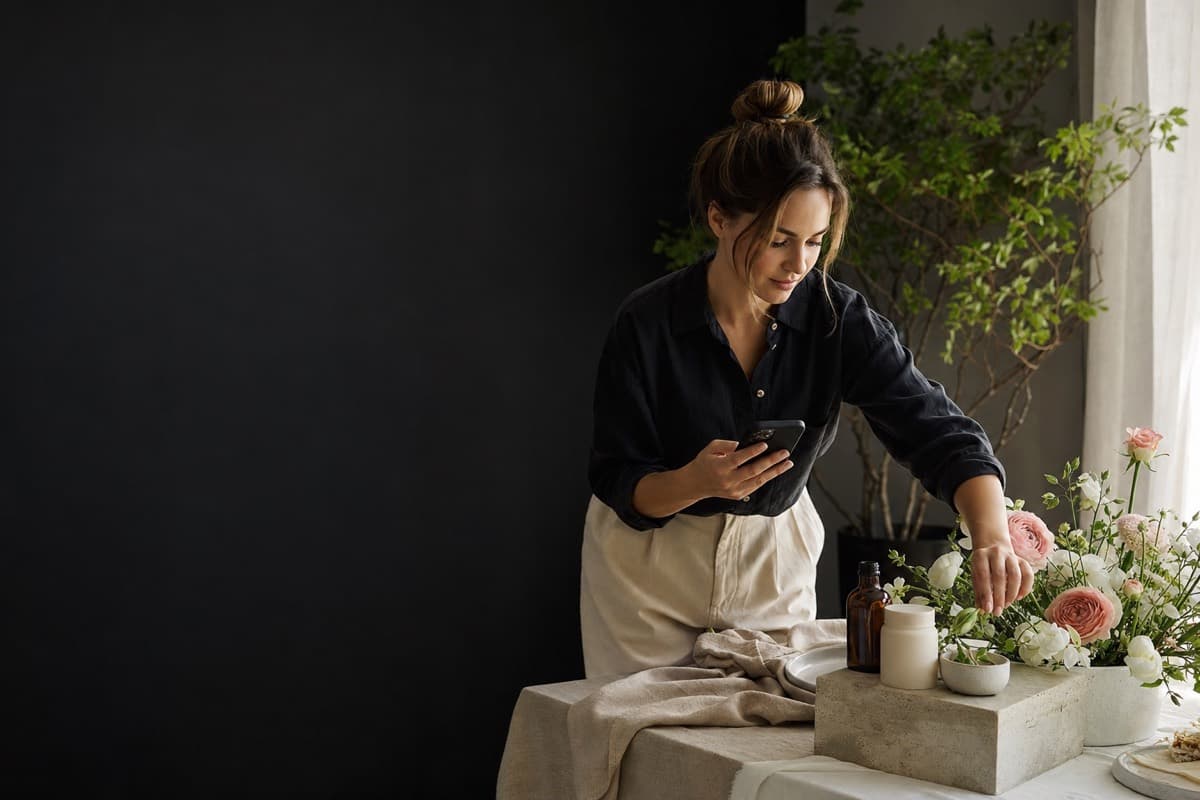 E-commerce content creator styling products for a social campaign