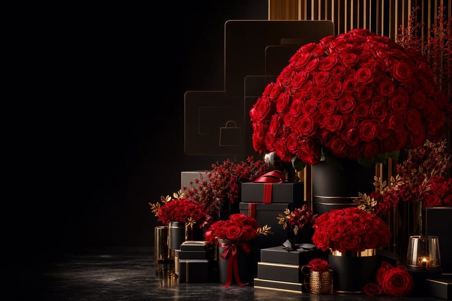 Luxury red rose gift arrangements for the Dubai Flower Shop case study